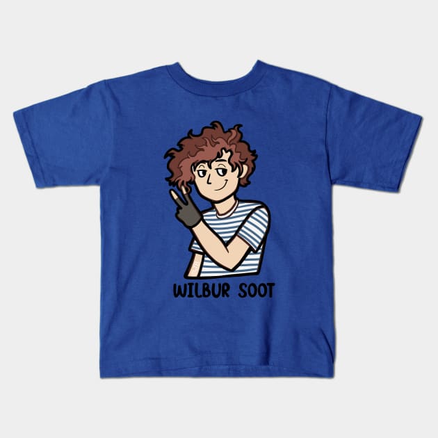 Wilbur in striped Tee Kids T-Shirt by Sketchy